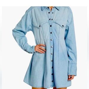 Free People Sammi Denim Midi Dress XL NWOT